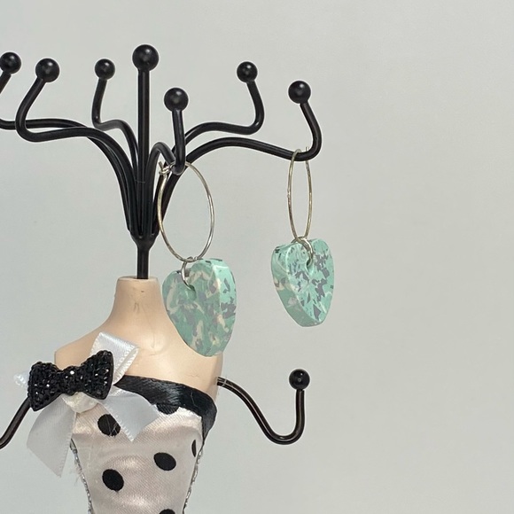 Unique Handmade Polymer Clay Pastel Heart Earrings - Picture 11 of 16